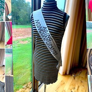 Bloomingdales sleeveless Knit Striped dress size S Turtleneck mini dress vintage